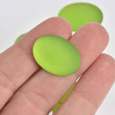 Lunasoft Lucite Cabochons, Lime Green Matte 25mm x 18mm Oval, x2, cab0678