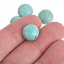12mm Round Gemstone Cabochons, 12mm, 1/2" diameter BLUE GREEN HOWLITE, 4 pcs, cab0488