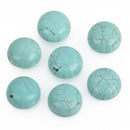 12mm Round Gemstone Cabochons, 12mm, 1/2" diameter BLUE GREEN HOWLITE, 4 pcs, cab0488
