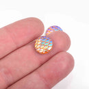12mm MERMAID FISH Scale Cabochons, Round Resin Metallic, Peach AB iridescent, 10 pieces, 1/2", cab0499a