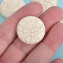 25mm Round Gemstone Cabochons, OFF WHITE CREAM Howlite, 4 pcs, cab0539