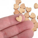 25 Tiny puffed wooden hearts with flat backs cabochons, 10mm cab0542