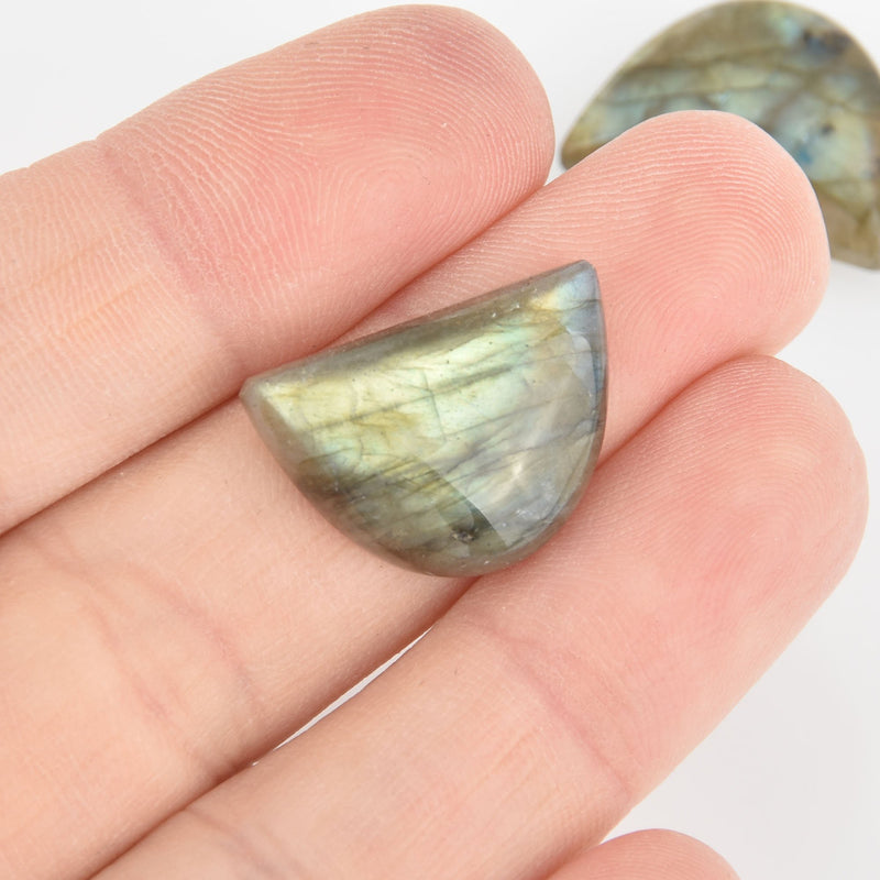 1 Natural LABRADORITE Cabochon Half Moon Cut Gemstone 21x14mm Cab0550