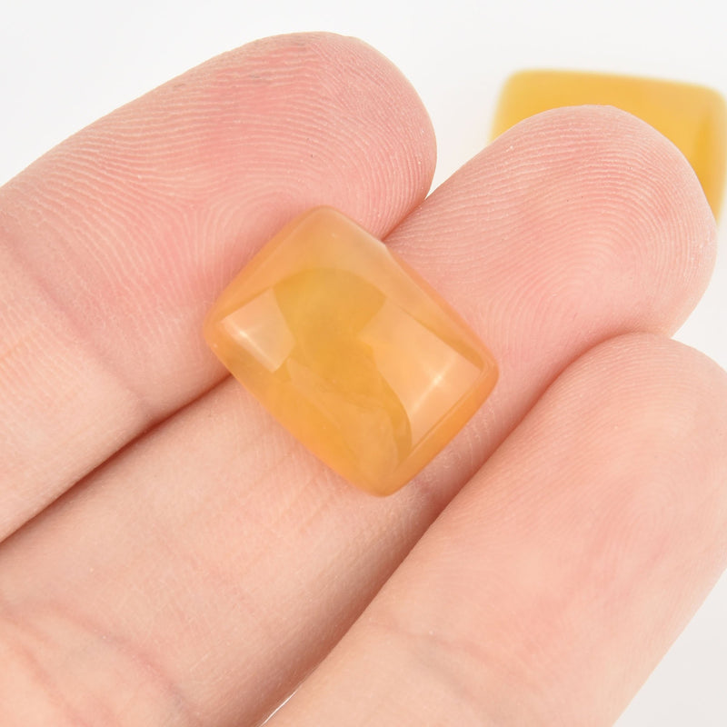 2 YELLOW OPAL 16mm Gemstone Cabochons RECTANGLE Cab0556