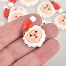 10 Santa Claus Cabochons, Resin, 29mm, cab0577
