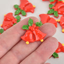 10 Christmas Bells Cabochons, Resin, 28mm, cab0578