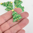 10 Christmas Tree Cabochons, Resin, 32mm, cab0579