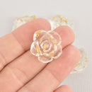 4 Rose Cabochons, Clear Resin Flower with Gold Foil, 23mm diameter cab0587
