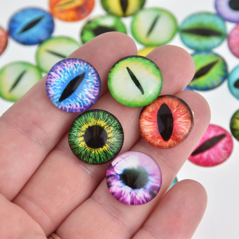 18mm Glass EYE Cabochons, mixed Halloween eyeball, taxidermy eyes, x20, cab0592