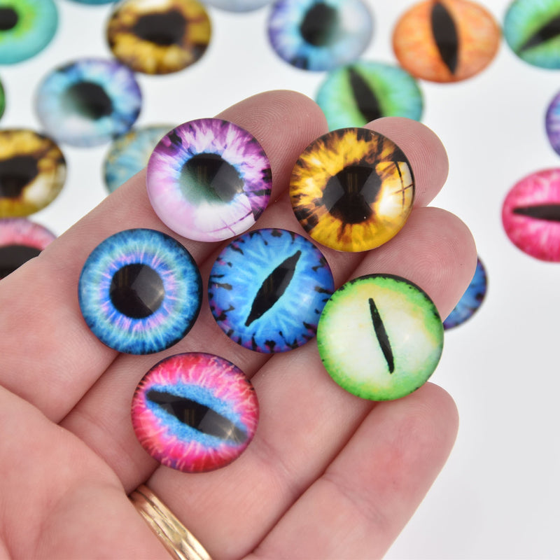 20mm Glass EYE Cabochons, mixed Halloween eyeball, taxidermy eyes, x20, cab0591