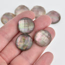 20mm Round Cabochons, Mother of Pearl Shell, Faceted, x2, cab0593
