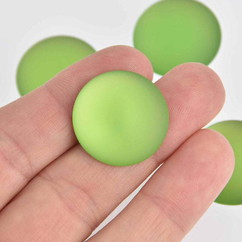 24mm Green Lunasoft Lucite Cabochons, Matte Round, x2, cab0605