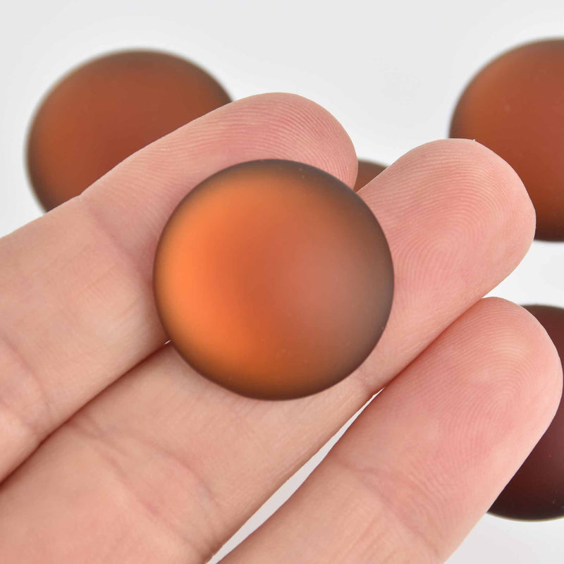 24mm Copper Lunasoft Lucite Cabochons, Matte Round, x2, cab0609