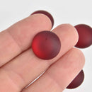 18mm Garnet Red Lunasoft Lucite Cabochons, Matte Round, x2, cab0610