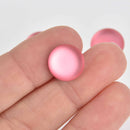 14mm Watermelon Pink Lunasoft Lucite Cabochons, Matte Round, x2, cab0613
