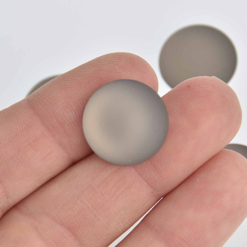 18mm Gray Lunasoft Lucite Cabochons, Matte Round, x2, cab0617