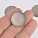 24mm Gray Lunasoft Lucite Cabochons, Matte Round, x2, cab0618