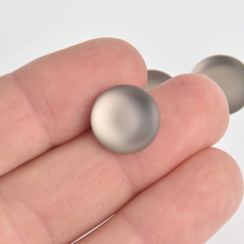 14mm Gray Lunasoft Lucite Cabochons, Matte Round, x2, cab0619
