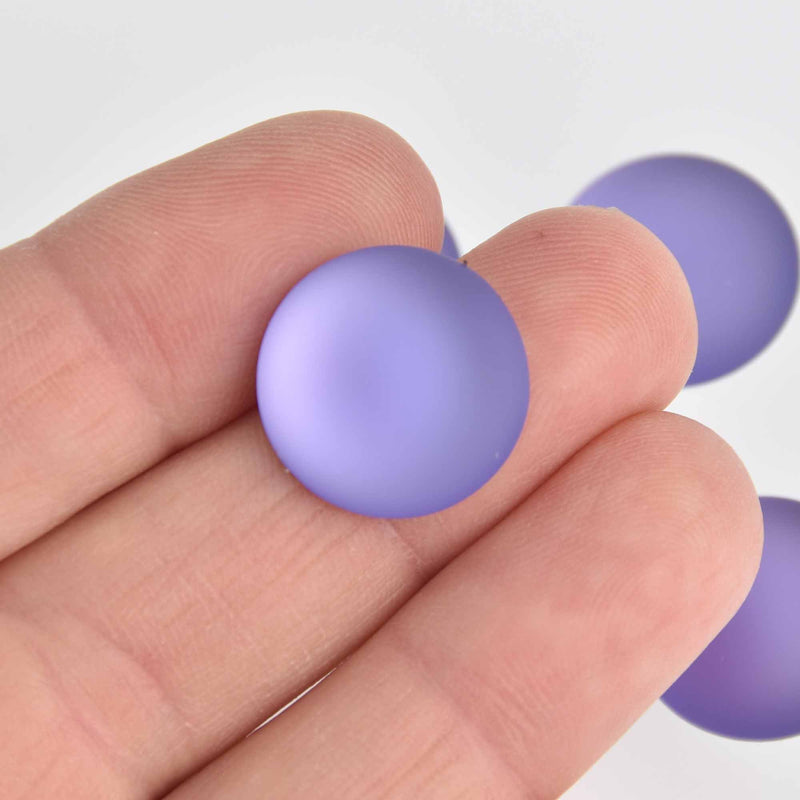 18mm Lavender Purple Lunasoft Lucite Cabochons, Matte Round, x2, cab0622