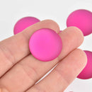 24mm Raspberry Pink Lunasoft Lucite Cabochons, Matte Round, x2, cab0629