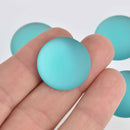 24mm Spearmint Green Lunasoft Lucite Cabochons, Matte Round, x2, cab0630