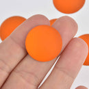 24mm Mango Orange Lunasoft Lucite Cabochons, Matte Round, x2, cab0631