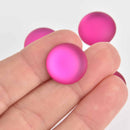 18mm Raspberry Pink Lunasoft Lucite Cabochons, Matte Round, x2, cab0632