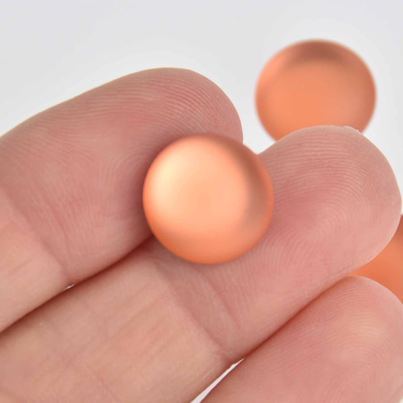 14mm Salmon Orange Lunasoft Lucite Cabochons, Matte Round, x2, cab0633