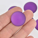 24mm Grape Purple Lunasoft Lucite Cabochons, Matte Round, x2, cab0635