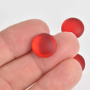 14mm Cherry Red Lunasoft Lucite Cabochons, Matte Round, x2, cab0637