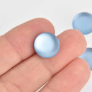 14mm Sky Blue Lunasoft Lucite Cabochons, Matte Round, x2, cab0638