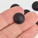 14mm Opaque Black Lunasoft Lucite Cabochons, Matte Round, x2, cab0640