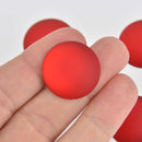 24mm Cherry Red Lunasoft Lucite Cabochons, Matte Round, x2, cab0641