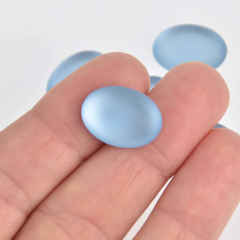 Sky Blue Lunasoft Lucite Cabochons, Matte 18.5mm Oval, x2, cab0642