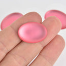 Lunasoft Lucite Cabochons, Watermelon Pink Matte 25mm x 18mm Oval, x2, cab0644