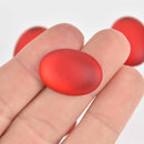 Lunasoft Lucite Cabochons, Cherry Red Matte 25mm x 18mm Oval, x2, cab0645