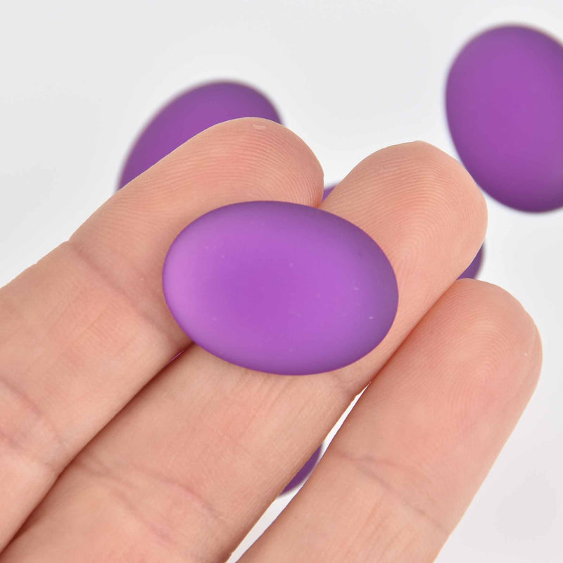 Lunasoft Lucite Cabochons, Grape Purple Matte 25mm x 18mm Oval, x2, cab0646