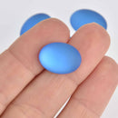 Bluberry Blue Lunasoft Lucite Cabochons, Matte 18.5mm Oval, x2, cab0648