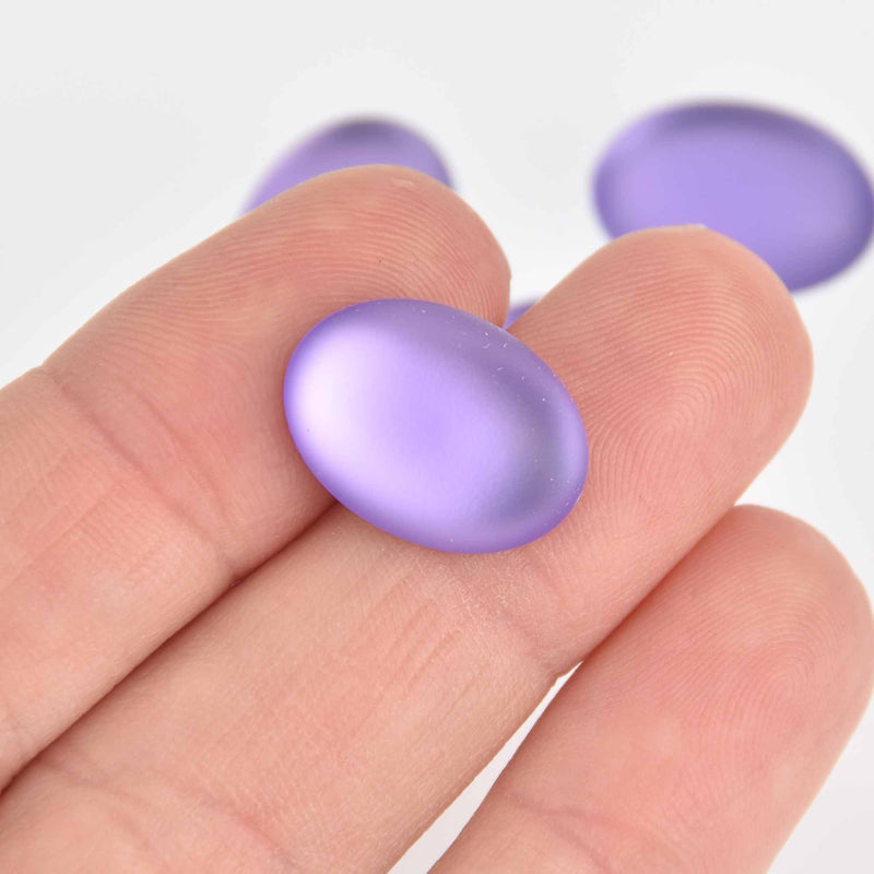 Lavender Purple Lunasoft Lucite Cabochons, Matte 18.5mm Oval, x2, cab0649