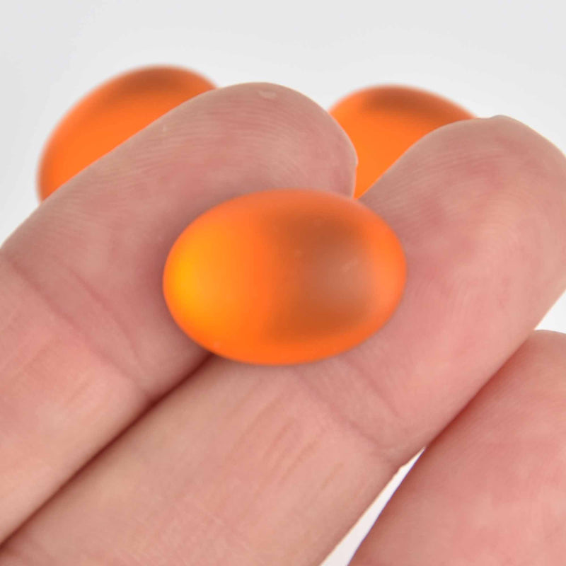 Mango Orange Lunasoft Lucite Cabochons, Matte 18.5mm Oval, x2, cab0651