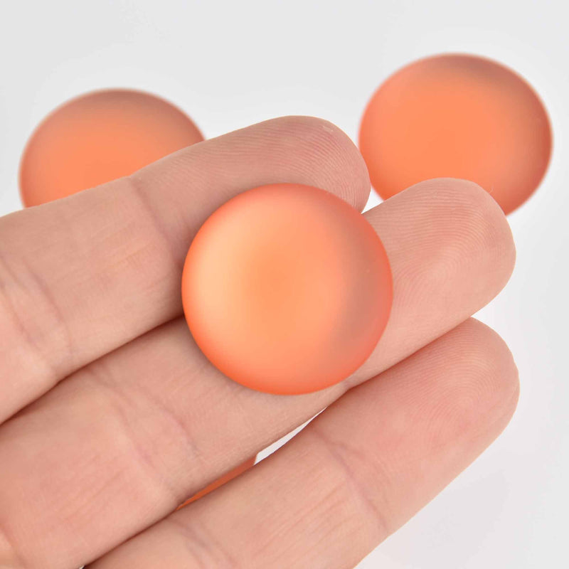 24mm Salmon Orange Lunasoft Lucite Cabochons, Matte Round, x2, cab0655
