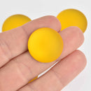 24mm Lemon Yellow Lunasoft Lucite Cabochons, Matte Round, x2, cab0657