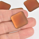 22mm Copper Lunasoft Lucite Cabochons, Matte Square, x2, cab0659