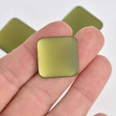 22mm Olive Green Lunasoft Lucite Cabochons, Matte Square, x2, cab0660