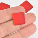 17mm Cherry Red Lunasoft Lucite Cabochons, Matte Square, x2, cab0661