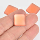 17mm Salmon Orange Lunasoft Lucite Cabochons, Matte Square, x2, cab0662