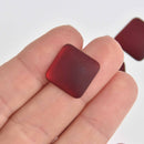 17mm Garnet Red Lunasoft Lucite Cabochons, Matte Square, x2, cab0663