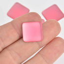 17mm Watermelon Pink Lunasoft Lucite Cabochons, Matte Square, x2, cab0664