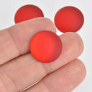 18mm Cherry Red Lunasoft Lucite Cabochons, Matte Round, x2, cab0668