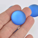 24mm Blueberry Blue Lunasoft Lucite Cabochons, Matte Round, x2, cab0681